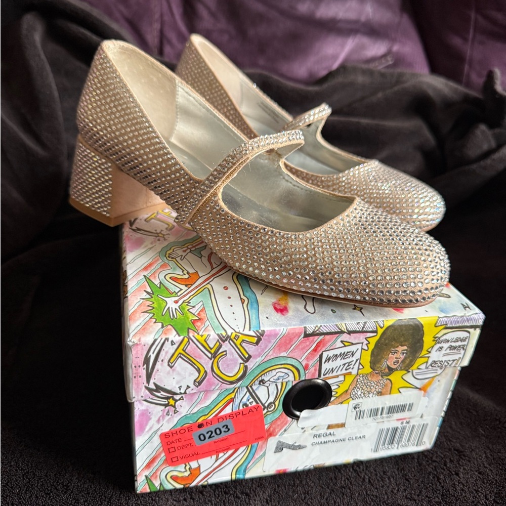 Jeffrey Campbell Regal champagne crystal shoes